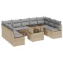 Conjunto de sofá de jardín con cojín 10 pcs beige y gris claro