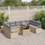 Conjunto de sofá de jardín con cojín 10 pcs beige y gris claro