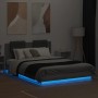 Estructura de cama cabecero luces LED gris Sonoma 150x200 cm