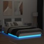 Estructura de cama con cabecero y luces LED blanco 140x200 cm