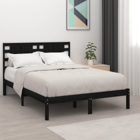 Bettrahmen aus massivem schwarzem Kiefernholz, 200 x 200 cm von vidaXL, Betten und Lattenroste - Ref: Foro24-3104242, Preis: ...