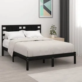 Solid black pine wood bed frame 200x200 cm by vidaXL, Beds and slatted bases - Ref: Foro24-3104242, Price: 173,30 €, Discount: %