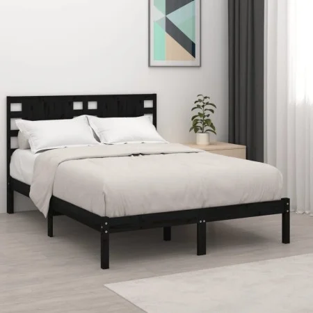 Bettrahmen aus massivem schwarzem Kiefernholz, 200 x 200 cm von vidaXL, Betten und Lattenroste - Ref: Foro24-3104242, Preis: ...