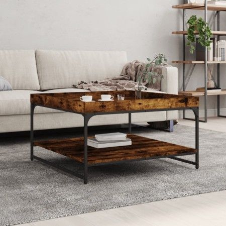 Engineered wood and iron smoke oak coffee table 80x80x45cm by vidaXL, Coffee table - Ref: Foro24-832815, Price: 62,07 €, Disc...