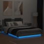 Estructura de cama cabecero luces LED gris Sonoma 120x200 cm