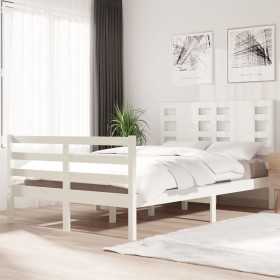 Massives Bettgestell aus weißem Kiefernholz, 120 x 200 cm von vidaXL, Betten und Lattenroste - Ref: Foro24-3104279, Preis: 13...