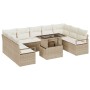 Conjunto de sofá de jardín con cojín 10 pcs beige y crema