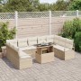 Conjunto de sofá de jardín con cojín 10 pcs beige y crema