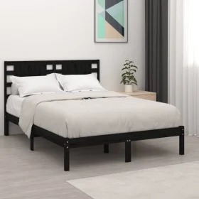 Solid black pine wood bed frame 140x190 cm by vidaXL, Beds and slatted bases - Ref: Foro24-3104202, Price: 165,77 €, Discount: %