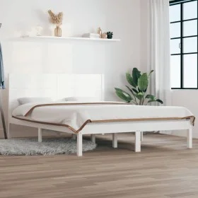 Solid white pine wood bed frame 140x190 cm by vidaXL, Beds and slatted bases - Ref: Foro24-3104134, Price: 183,42 €, Discount: %