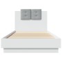 Estructura de cama con cabecero y luces LED blanco 90x200 cm