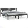 Solid gray pine wood bed frame 200x200 cm by vidaXL, Beds and slatted bases - Ref: Foro24-3104240, Price: 173,19 €, Discount: %
