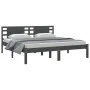 Solid gray pine wood bed frame 200x200 cm by vidaXL, Beds and slatted bases - Ref: Foro24-3104240, Price: 173,19 €, Discount: %