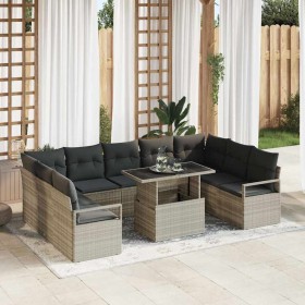 Conjunto de sofá de jardín 10 pcs Gris claro 100 x 55 x 73 cm