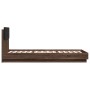 Estructura de cama cabecero luces LED roble marrón 90x200 cm