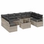 Conjunto de sofá de jardín 10 pcs Gris claro 100 x 55 x 73 cm