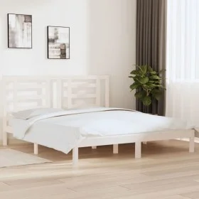 White solid wood bed frame Supe King 180x200 cm by vidaXL, Beds and slatted bases - Ref: Foro24-3104364, Price: 141,79 €, Dis...