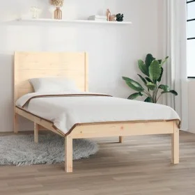 Solid pine wood bed frame 100x200 cm by vidaXL, Beds and slatted bases - Ref: Foro24-3104143, Price: 105,54 €, Discount: %