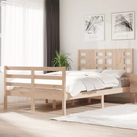 Bettgestell aus massivem Kiefernholz, 120 x 200 cm von vidaXL, Betten und Lattenroste - Ref: Foro24-3104278, Preis: 117,10 €,...