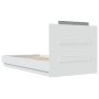 Estructura de cama con cabecero y luces LED blanco 90x190 cm