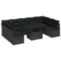 Conjunto de sofá de jardín Manual 10 pcs Negro 100 x 55 x 73 cm