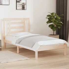 Solid pine wood bed frame 90x200 cm by vidaXL, Beds and slatted bases - Ref: Foro24-3104333, Price: 80,28 €, Discount: %