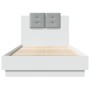 Estructura de cama con cabecero y luces LED blanco 75x190 cm