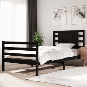 Estructura de cama madera maciza de pino negro 100x200 cm