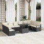 Conjunto de sofá de jardín con cojín 11 pcs Negro y crema