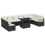 Conjunto de sofá de jardín con cojín 11 pcs Negro y crema