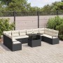 Conjunto de sofá de jardín con cojín 11 pcs Negro y crema