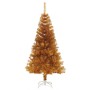 Árbol de Navidad artificial con soporte PET dorado 150 cm
