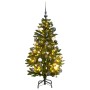 Árbol Navidad artificial con bisagras 150 LED y bolas 120 cm