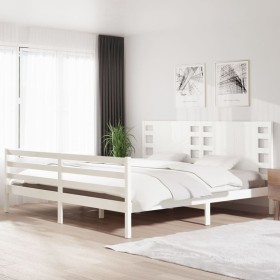 Massives Bettgestell aus weißem Kiefernholz, 200 x 200 cm von vidaXL, Betten und Lattenroste - Ref: Foro24-3104304, Preis: 17...