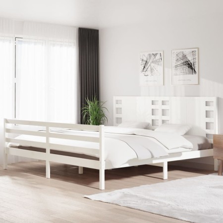 Massives Bettgestell aus weißem Kiefernholz, 200 x 200 cm von vidaXL, Betten und Lattenroste - Ref: Foro24-3104304, Preis: 17...
