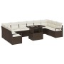 Conjunto de sofá de jardín con cojín 11 pcs Marrón y crema