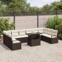Conjunto de sofá de jardín con cojín 11 pcs Marrón y crema