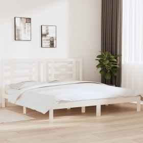 Estructura de cama madera maciza de pino blanco 200x200 cm