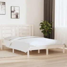 Solid white pine wood bed frame 160x200 cm by vidaXL, Beds and slatted bases - Ref: Foro24-3104359, Price: 126,53 €, Discount: %