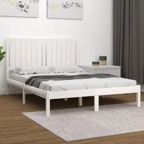 Solid white pine wood bed frame 140x190 cm by vidaXL, Beds and slatted bases - Ref: Foro24-3104394, Price: 146,63 €, Discount: %