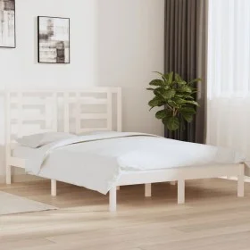 Solid white pine wood bed frame 140x200 cm by vidaXL, Beds and slatted bases - Ref: Foro24-3104349, Price: 121,65 €, Discount: %