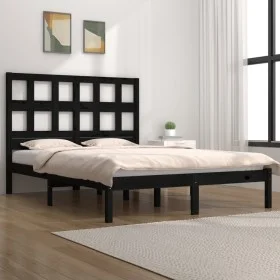 Solid black pine wood bed frame 140x190 cm by vidaXL, Beds and slatted bases - Ref: Foro24-3104462, Price: 157,78 €, Discount: %