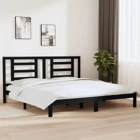 Solid black pine wood bed frame 200x200 cm by vidaXL, Beds and slatted bases - Ref: Foro24-3104372, Price: 158,06 €, Discount: %