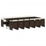 Set muebles de jardín 13 pzas y cojines ratán sintético marrón
