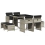 Set comedor de jardín 9 pzas cojines ratán sintético gris claro
