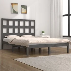 Estructura de cama de madera maciza de pino gris 200x200 cm de vidaXL, Camas y somieres - Ref: Foro24-3104500, Precio: 159,56...