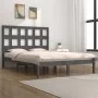 Solid gray pine wood bed frame 200x200 cm by vidaXL, Beds and slatted bases - Ref: Foro24-3104500, Price: 159,56 €, Discount: %