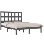 Solid gray pine wood bed frame 200x200 cm by vidaXL, Beds and slatted bases - Ref: Foro24-3104500, Price: 159,56 €, Discount: %