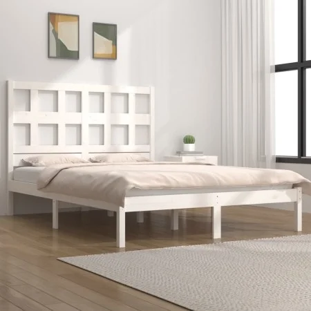 Solid white pine wood bed frame 120x200 cm by vidaXL, Beds and slatted bases - Ref: Foro24-3104474, Price: 114,22 €, Discount: %