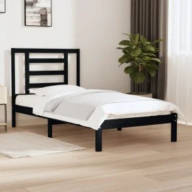Estructura de cama madera maciza de pino negra 100x200 cm de vidaXL, Camas y somieres - Ref: Foro24-3104342, Precio: 118,82 €...